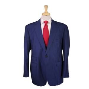 Alton Lane Custom Made Dark Royal Blue 2-Btn Wool Suit 48R